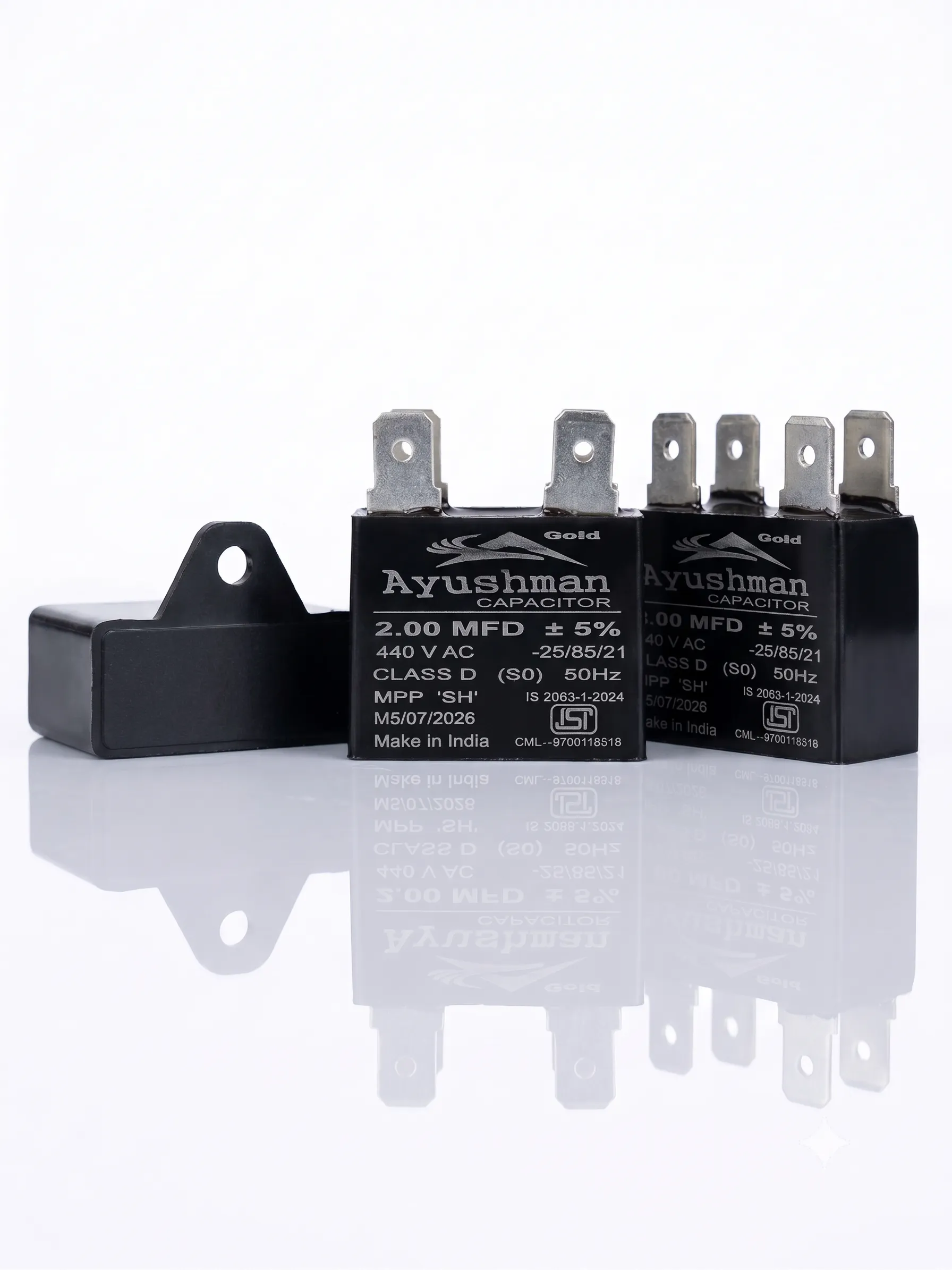 2.00 MFD SQUARE PIN TYPE CAPACITOR FOR WALL FAN-AYUSHMAN & AYUSHMAN GOLD 