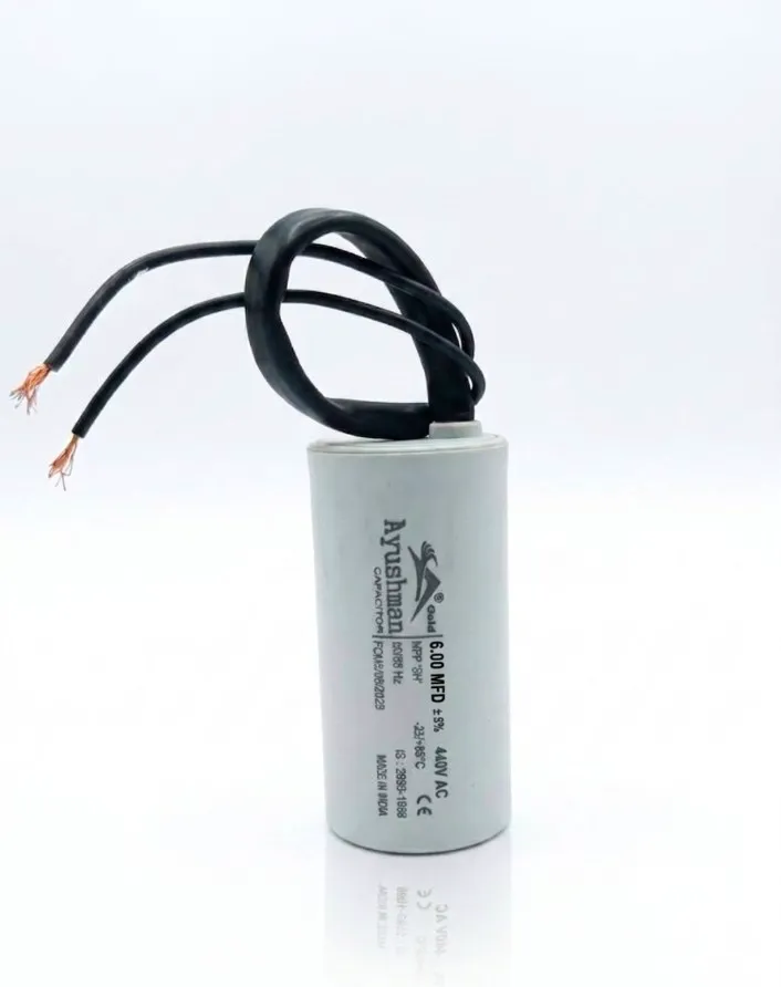 6.00MFD CAPACITOR,PP CAN, ROUND SHAPED,WIRE TYPE-AYUSHMAN & AYUSHMAN GOLD