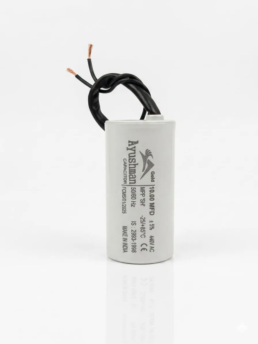 10.00MFD CAPACITOR,PP CAN, ROUND SHAPED,WIRE TYPE-AYUSHMAN & AYUSHMAN GOLD