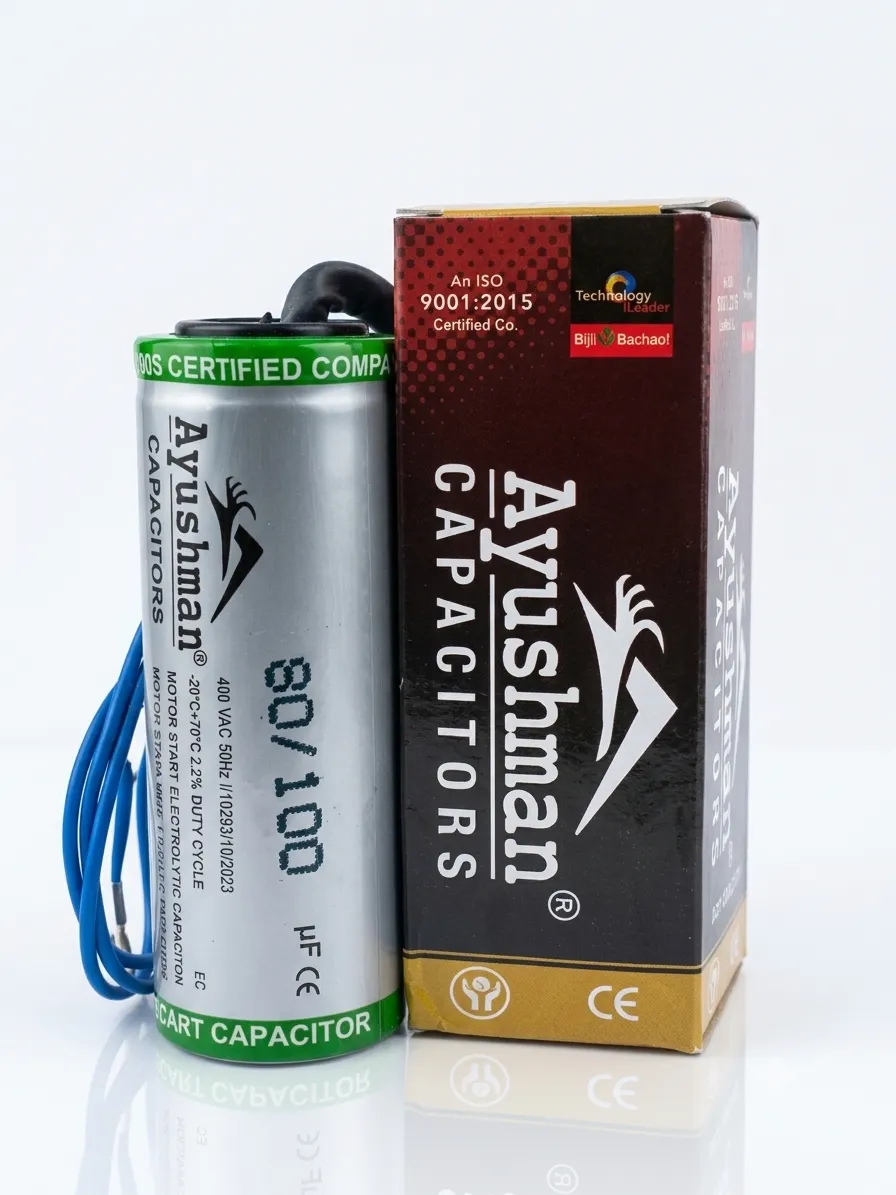80*100MFD CAPACITOR ROUND WIRE FOR MOTOR ALUMINIUM BODY -AYUSHMAN
