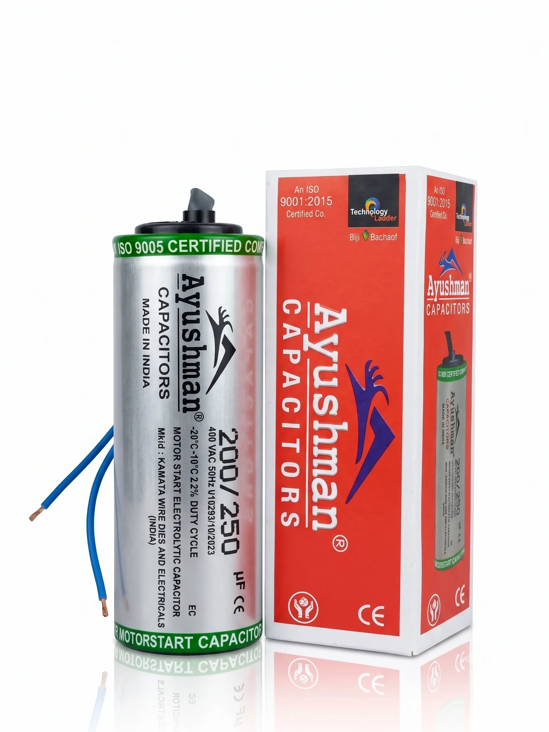 200*250MFD CAPACITOR ROUND WIRE FOR MOTOR ALUMINIUM BODY -AYUSHMAN